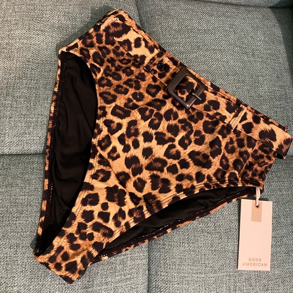 Good American Brown Leopard Print Showoff Belted Bikini Bottoms Womens Size 1 - Picture 4 of 8